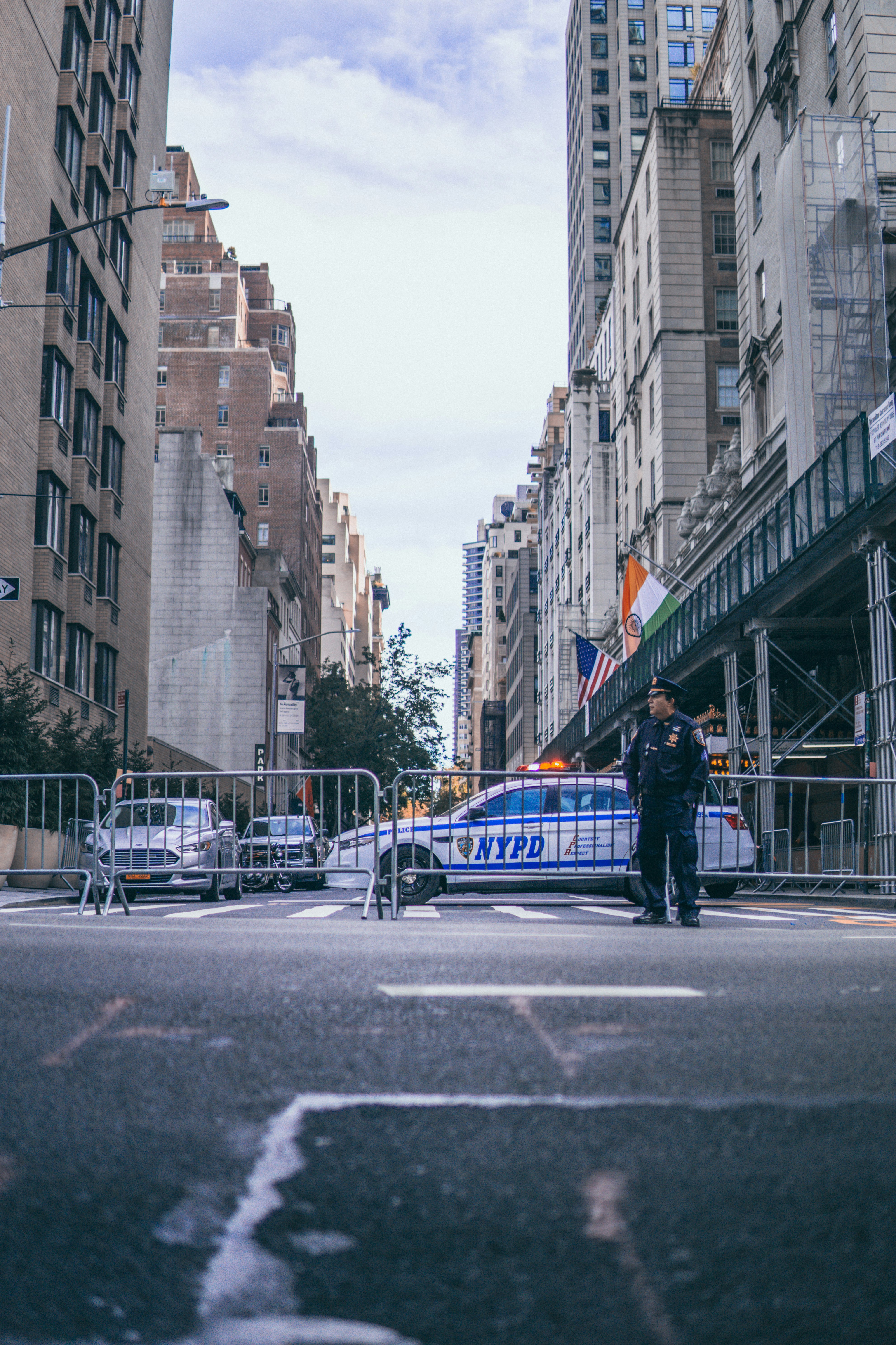 police officer standing on road